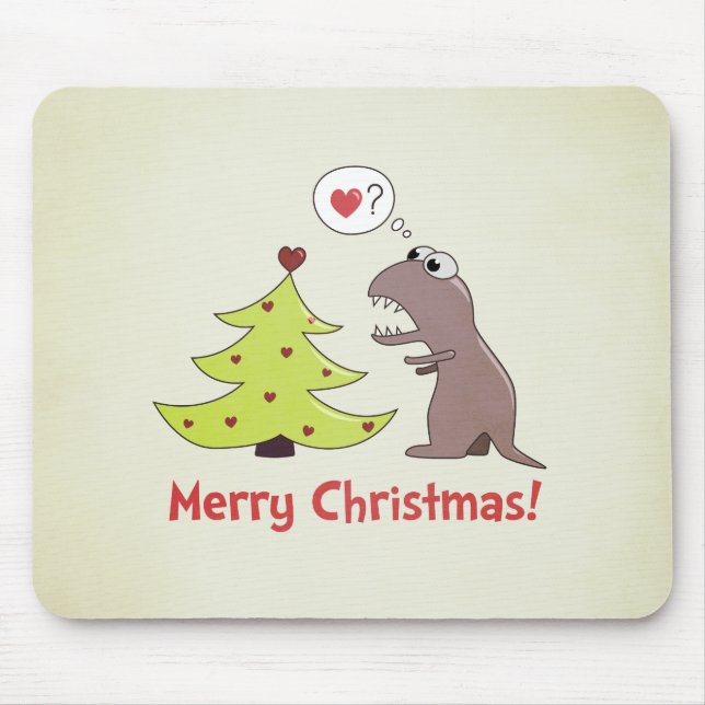 Cute Cartoon Dinosaur Christmas Mouse Pad (Front)