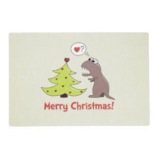 Cute Cartoon Dinosaur Merry Christmas Placemat