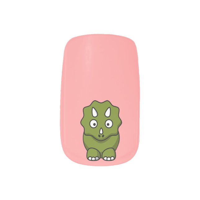 Cute Cartoon Dinosaur Minx Nail Art (Left Thumb)