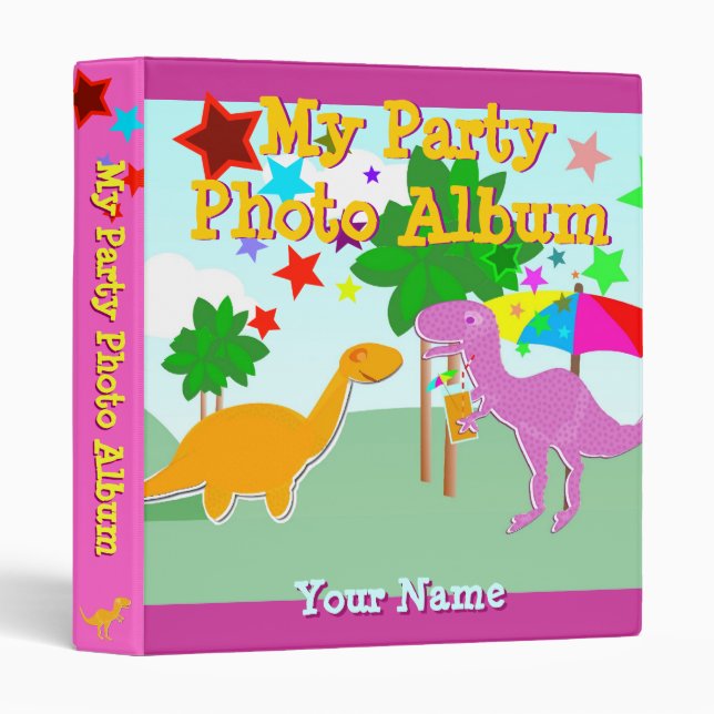 Cute Cartoon Dinosaur My Party Photo Album Binder (Front/Spine)