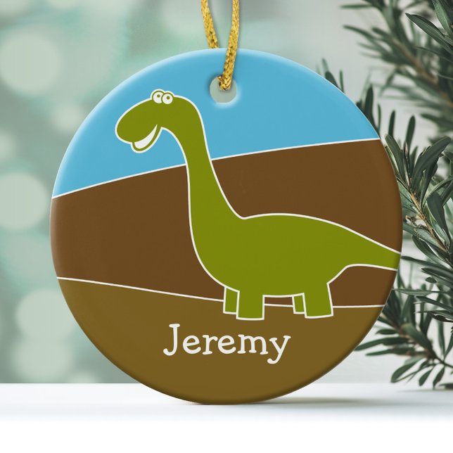 Cute Cartoon Dinosaur Ornament (Personalized Ornament - Dinosaur)