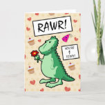 Cute Cartoon Dinosaur Roar Happy 1st Birthday Card