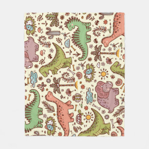 Cute Cartoon Dinosaur Vintage Pattern Fleece Blanket