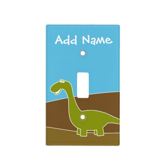 Cute Cartoon Dinosaur with Custom name Light Switch Cover (Front)