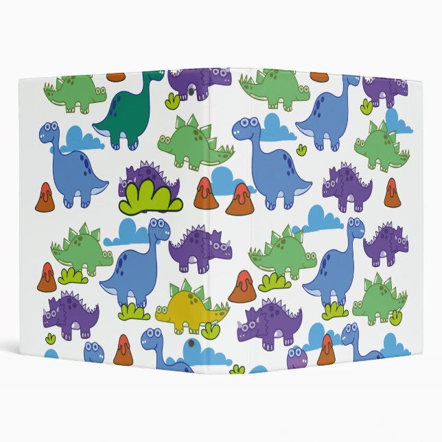 Cute Cartoon Dinosaurs 3 Ring Binder (Background)