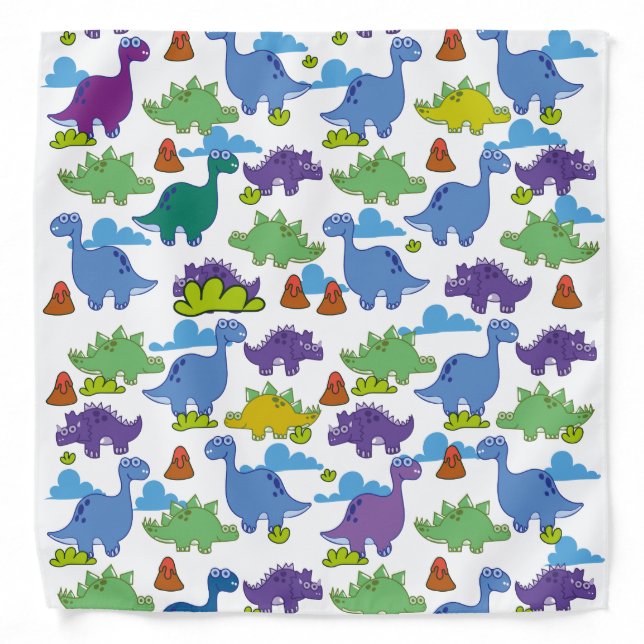 Cute Cartoon Dinosaurs Bandana (Front)