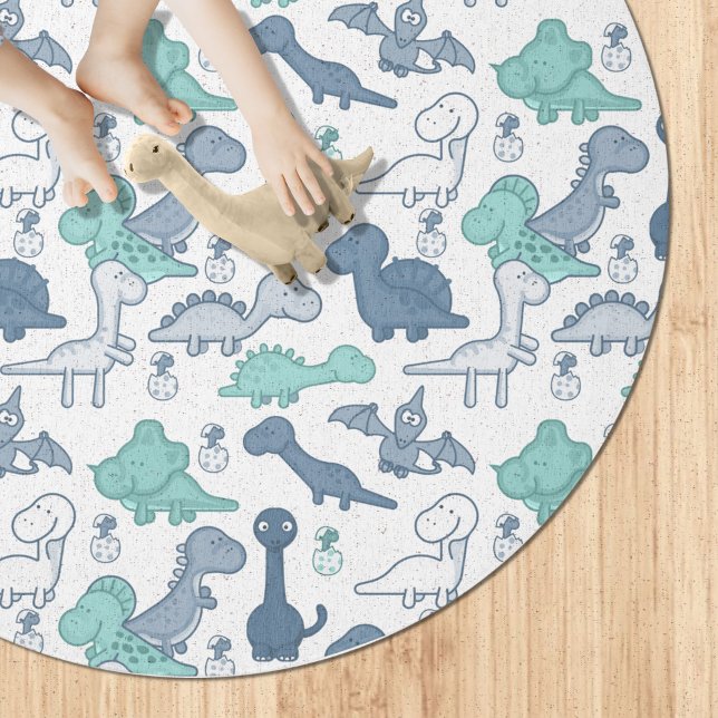 Cute Cartoon Dinosaurs Blue/Green ID459 Rug (Creator Uploaded)