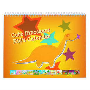 Cute Cartoon Dinosaurs Calendar for Kids