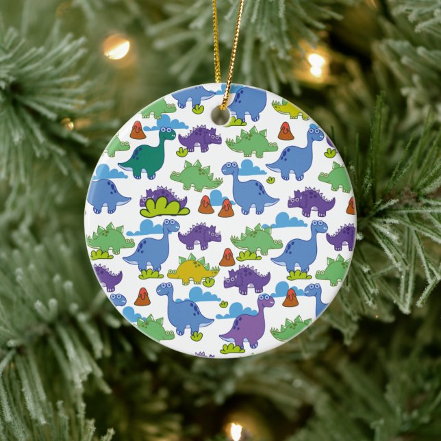 Cute Cartoon Dinosaurs Ceramic Ornament (Tree)