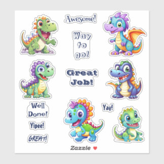Cute Cartoon Dinosaurs Encouragement Sticker