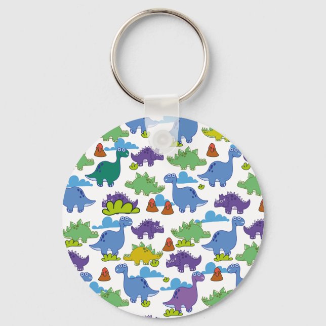 Cute Cartoon Dinosaurs Keychain (Front)