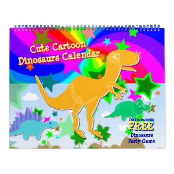 Cute Cartoon Dinosaurs Kids Calendar by dinoshop at Zazzle