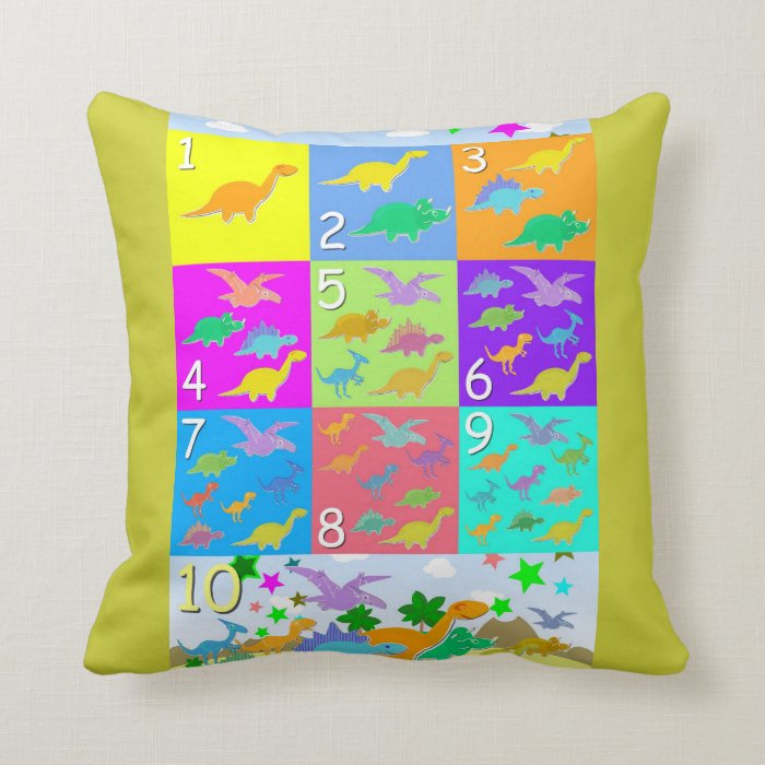 Cute Cartoon Dinosaurs Numbers 1   10 Counting Pillow