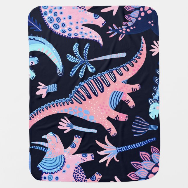 Cute cartoon dinosaurs pattern. baby blanket (Front)
