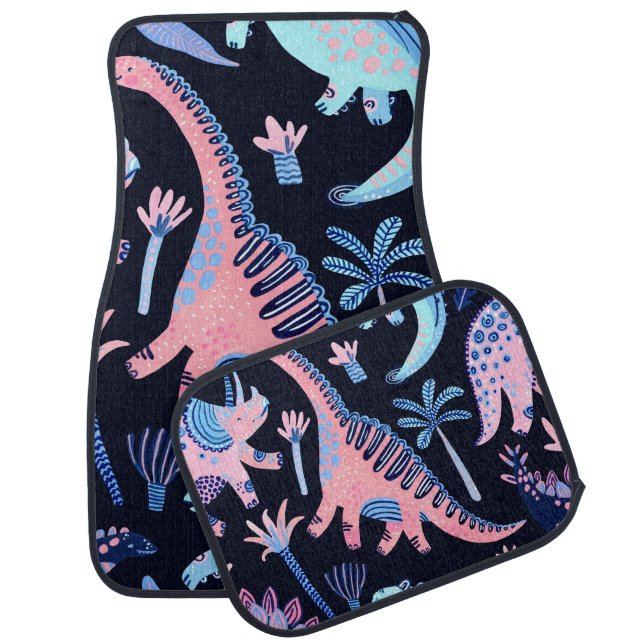 Cute cartoon dinosaurs pattern. car floor mat (Set)