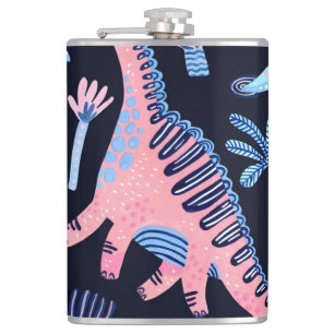 Cute cartoon dinosaurs pattern. flask