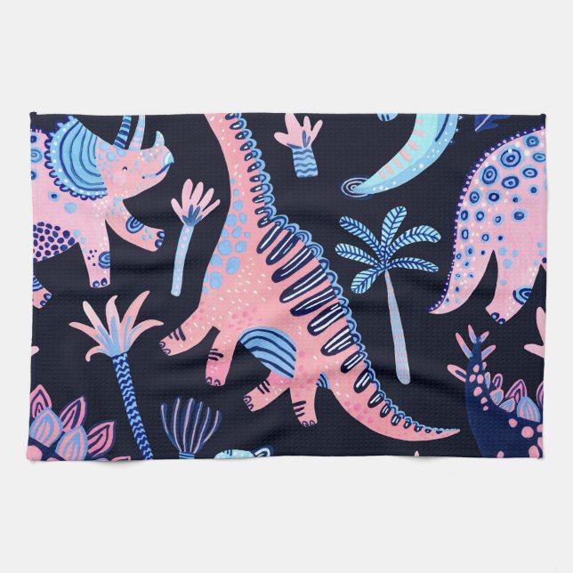 Cute cartoon dinosaurs pattern. kitchen towel (Horizontal)