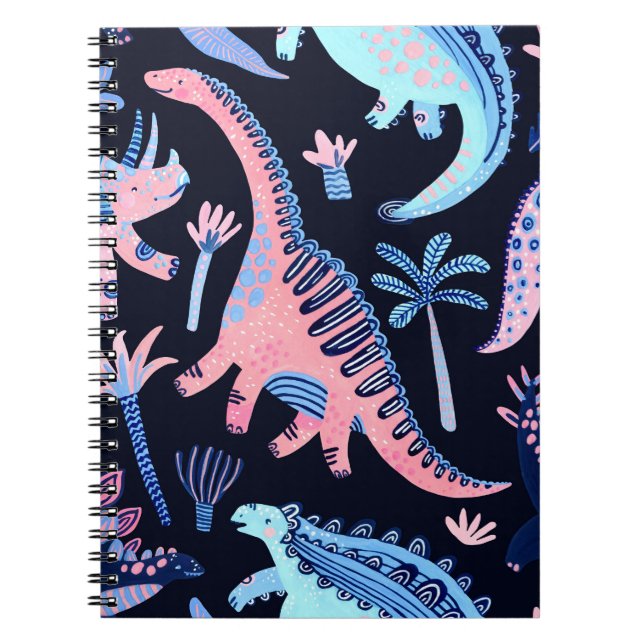 Cute cartoon dinosaurs pattern. notebook (Front)