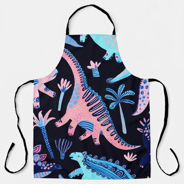 Cute cartoon dinosaurs seamless pattern in scandin apron (Front)