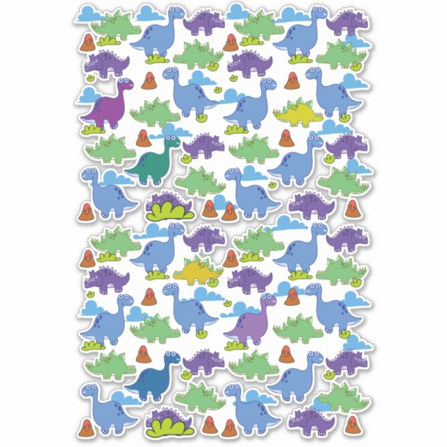 Cute Cartoon Dinosaurs Sticker (Front)
