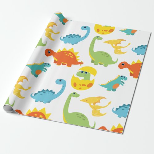 Cute cartoon dinosaurs wrapping paper