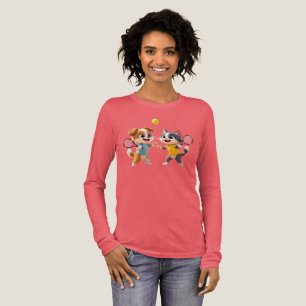 Cute Cartoon Dog and Cat Playing Padel Tennis – Fu Tri-Blend Shirt