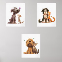 Cute Cartoon Dog and Cat