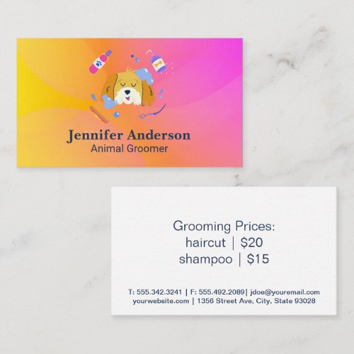 Cute Cartoon Dog and Grooming Tools Business Card