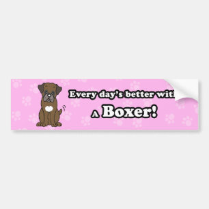 Cute Cartoon Dog Boxer Bumper Sticker