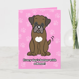 Cute Cartoon Dog Boxer Greeting Card