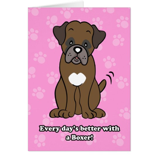 Cute Cartoon Dog Boxer Greeting Card
