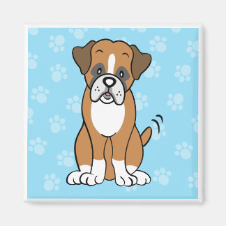 Cute Cartoon Dog Boxer Square Magnet