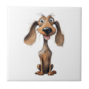 Cute Cartoon Dog Breed Art Collection Ceramic Tile