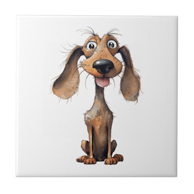 Cute Cartoon Dog Breed Art Collection  Ceramic Tile (Front)
