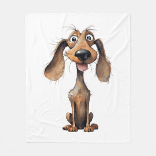 Cute Cartoon Dog Breed Art Collection Fleece Blanket
