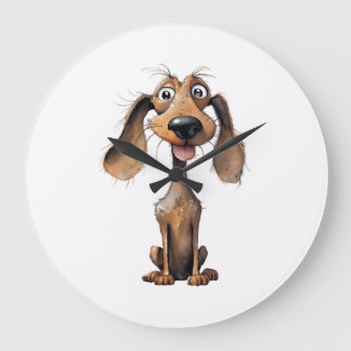 Cute Cartoon Dog Breed Art Collection Large Clock