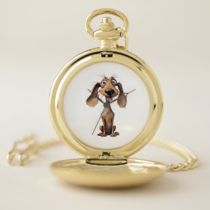 Cute Cartoon Dog Breed Art Collection Pocket Watch
