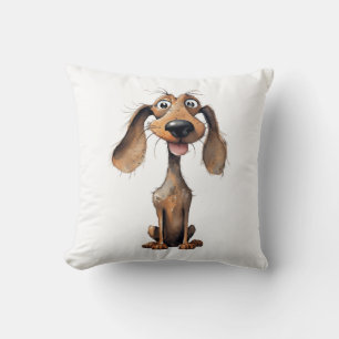 Cute Cartoon Dog Breed Art Collection Throw Pillow