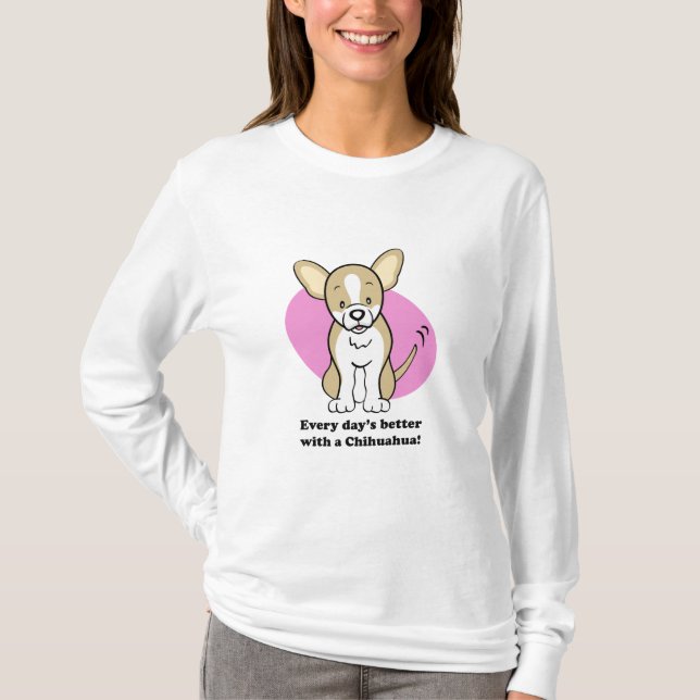 Cute Cartoon Dog Chihuahua Long Sleeve T-Shirt (Front)