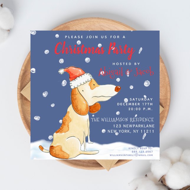 Cute Cartoon Dog - Christmas Party Invitation (Creator Uploaded)