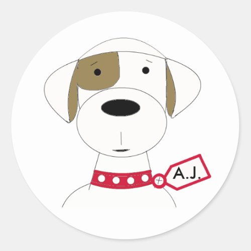 Cute Cartoon Dog Classic Round Sticker