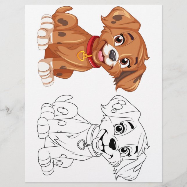 Cute Cartoon dog coloring page (Front)