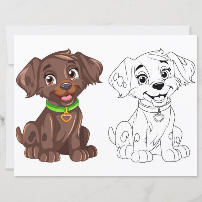 Cute cartoon dog coloring page (Front)
