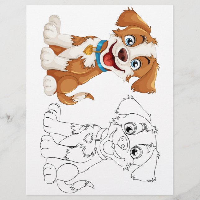 Cute cartoon dog coloring page (Front)