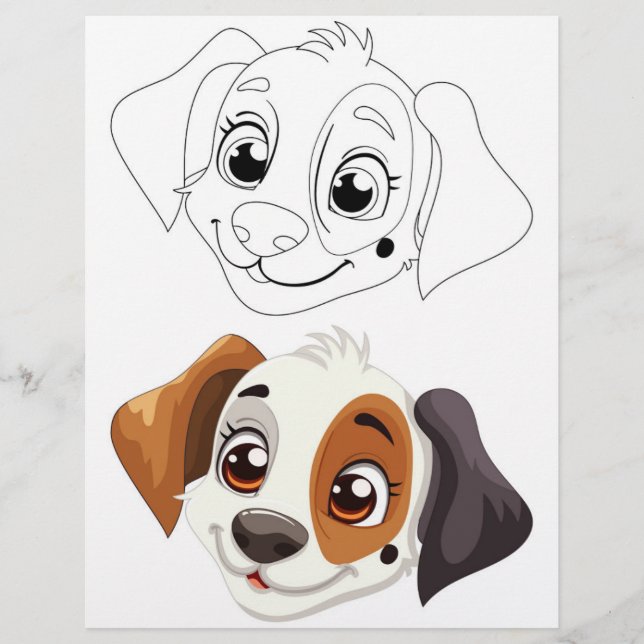 Cute Cartoon dog coloring page (Front)