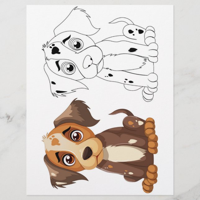 Cute Cartoon dog coloring page (Front)