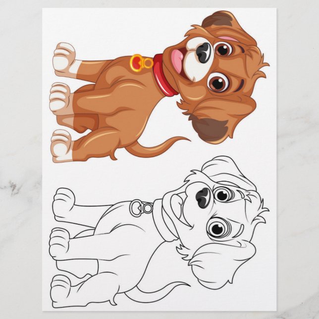 Cute Cartoon dog  coloring page (Front)
