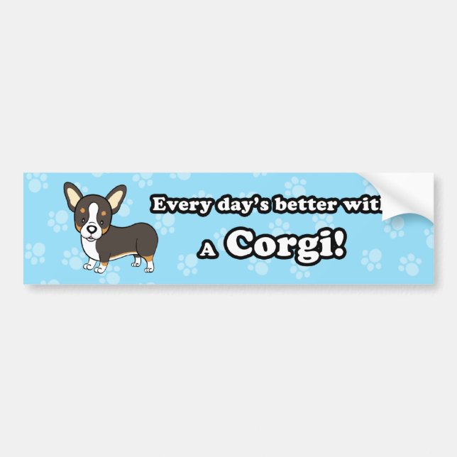 Cute Cartoon Dog Corgi Bumper Sticker (Front)