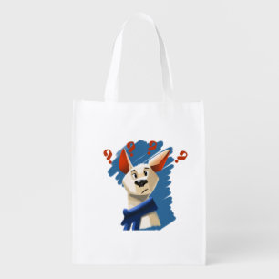 Cute Cartoon Dog Grocery Bag   Funny Pet Lover 
