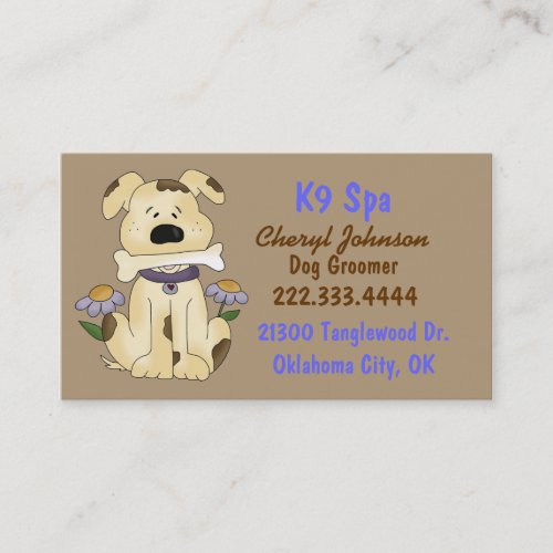 Cute Cartoon Dog Groomer Business Card